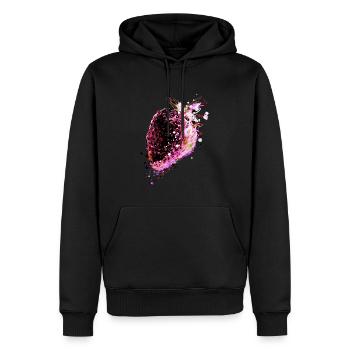 Fraise, rose, popart, œuvre d’art, peinture - Sweat à capuche Premium bio Homme - noir - Devant - Nico (187cm)