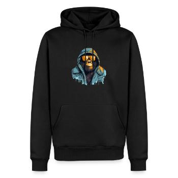 Streetstyle-Berggorilla | Gorilla-Liebhaber - Männer Premium Bio Hoodie - Schwarz - Vorne - Nico (187cm)