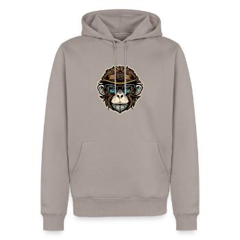 Cooler Hipster Affe mit Sonnenbrille - Männer Premium Bio Hoodie - Taupe - Vorne - Nico (187cm)