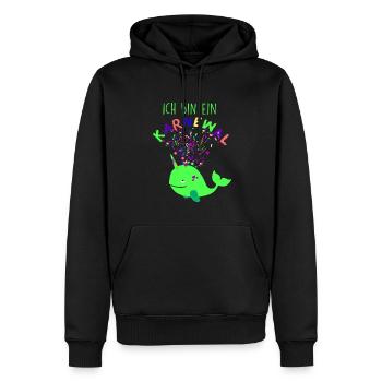 Carnival,Whale,Confetti,Carnival,Whale,Green - Men’s Premium Organic Hoodie - black - Front - Nico (187cm)