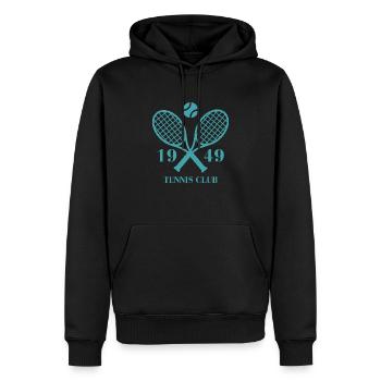 1949 tennis club - Sweat à capuche Premium bio Homme - noir - Devant - Nico (187cm)