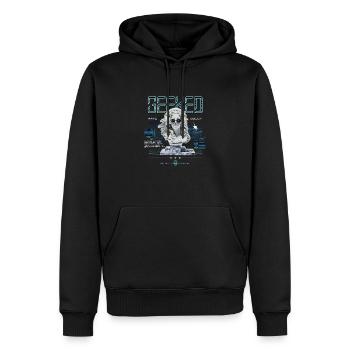 GEEKED - Männer Premium Bio Hoodie - Schwarz - Vorne - Nico (187cm)