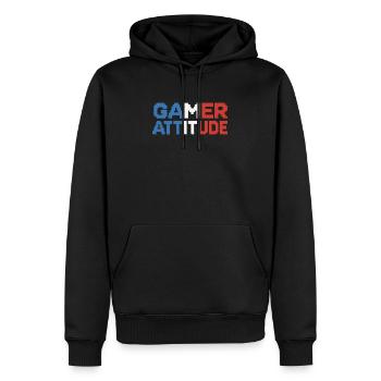 Gamer Attitude Deutsch - Männer Premium Bio Hoodie - Schwarz - Vorne - Nico (187cm)