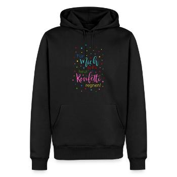 Für mich soll's heut Konfetti regnen in bunt - Männer Premium Bio Hoodie - Schwarz - Vorne - Nico (187cm)