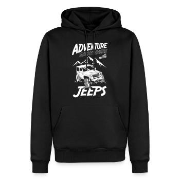 Aventure partout avec jeeps - Sweat à capuche Premium bio Homme - noir - Devant - Nico (187cm)