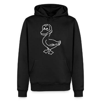 Ente Comic Tier - Männer Premium Bio Hoodie - Schwarz - Vorne - Nico (187cm)
