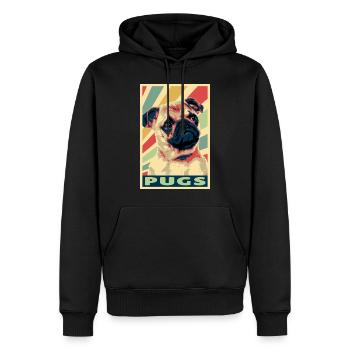Pugs colores vintage - Sweat à capuche Premium bio Homme - noir - Devant - Nico (187cm)