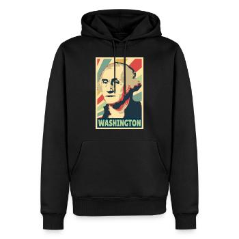 George Washington Vintage Farben - Männer Premium Bio Hoodie - Schwarz - Vorne - Nico (187cm)