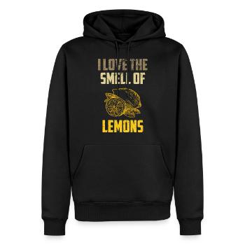 Citrons J’aime L’odeur Des Citrons Agrumes Lo - Sweat à capuche Premium bio Homme - noir - Devant - Nico (187cm)
