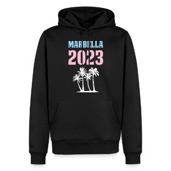Marbella 2023 - Männer Premium Bio Hoodie - Schwarz - Vorne - Nico (187cm)
