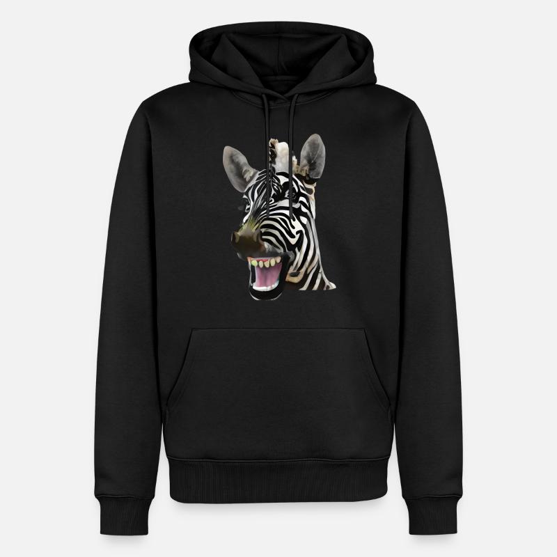Breit grinsendes Zebra - Männer Premium Bio Hoodie - Schwarz