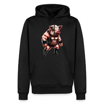 Wrestler Schwein - Männer Premium Bio Hoodie - Schwarz - Vorne - Nico (187cm)
