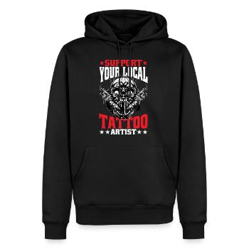 Support Your Local Tattoo Artist - Männer Premium Bio Hoodie - Schwarz - Vorne - Nico (187cm)