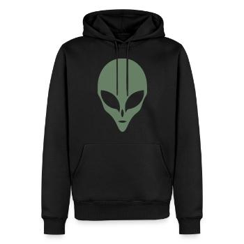 Alien Silhouette Kopf Gesicht - Männer Premium Bio Hoodie - Schwarz - Vorne - Nico (187cm)