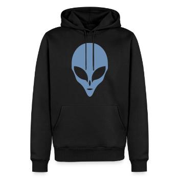 Alien Silhouette Kopf Gesicht - Männer Premium Bio Hoodie - Schwarz - Vorne - Nico (187cm)