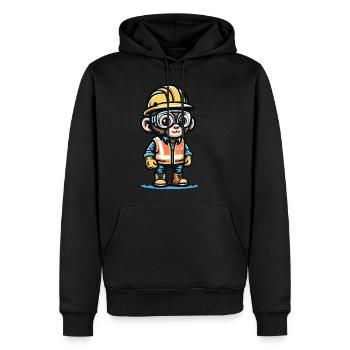 Cute Monkey Construction Worker - Männer Premium Bio Hoodie - Schwarz - Vorne - Nico (187cm)