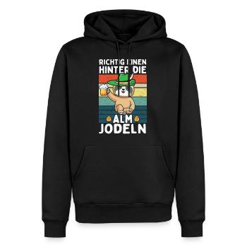 Faultier Einen Hinter Die Alm Jodeln - Männer Premium Bio Hoodie - Schwarz - Vorne - Nico (187cm)