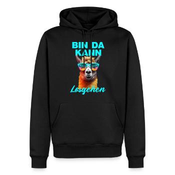Bin da kann losgehen lustige Llama mit der Brille - Männer Premium Bio Hoodie - Schwarz - Vorne - Nico (187cm)
