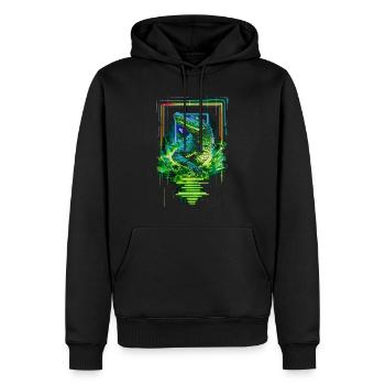 Alligator Krokodil Reptil Raubtier Neon Bunt Kunst - Männer Premium Bio Hoodie - Schwarz - Vorne - Nico (187cm)