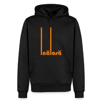 inälosä - reinhören.Auf das Bauchgefühl hören. - Männer Premium Bio Hoodie - Schwarz - Vorne - Nico (187cm)