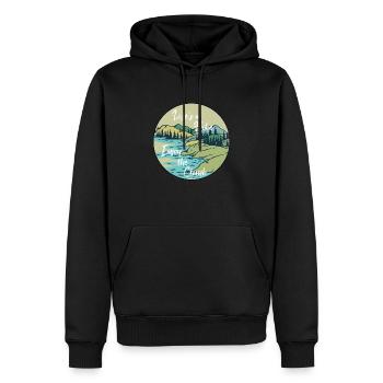 Hiking Shirt - Life is a Hike - Men’s Premium Organic Hoodie - black - Front - Nico (187cm)