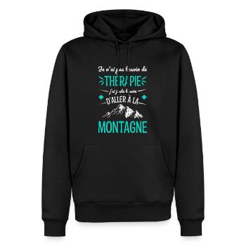 J'ai Juste Besoin D'aller à La Montagne Humour - Sweat à capuche Premium bio Homme - noir - Devant - Nico (187cm)