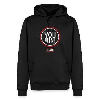 rétro gaming - Sweat à capuche Premium bio Homme - noir - Devant - Nico (187cm)