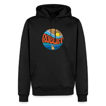 Robert Shirt Vintage Sunset Robert Groovy Tie Dye - Men’s Premium Organic Hoodie - black - Front - Nico (187cm)