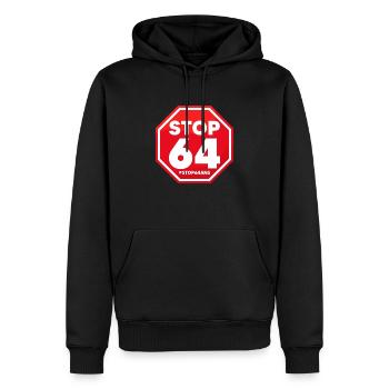Stop 64 ans! 64 ans c’est non! Retraites 49,3 - Sweat à capuche Premium bio Homme - noir - Devant - Nico (187cm)