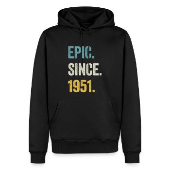 73e anniversaire 73 ans d’épopée depuis 1951 - Sweat à capuche Premium bio Homme - noir - Devant - Nico (187cm)
