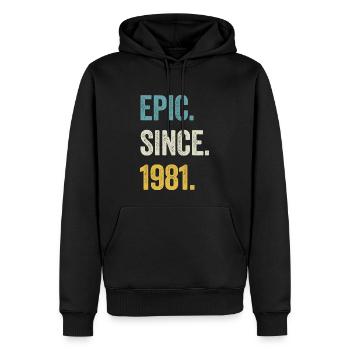 43e anniversaire 43 ans d’épopée depuis 1981 - Sweat à capuche Premium bio Homme - noir - Devant - Nico (187cm)