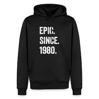 44e anniversaire 44 ans d’épopée depuis 1980 - Sweat à capuche Premium bio Homme - noir - Devant - Nico (187cm)