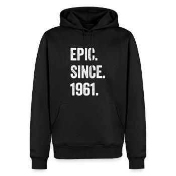 63e anniversaire 63 ans d’épopée depuis 1961 - Sweat à capuche Premium bio Homme - noir - Devant - Nico (187cm)