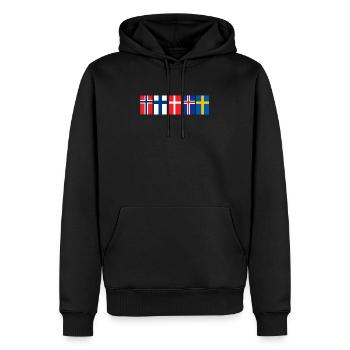 Scandinavie Drapeaux Suède Norvège Islande - Sweat à capuche Premium bio Homme - noir - Devant - Nico (187cm)
