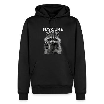 Mème raton laveur - Sweat à capuche Premium bio Homme - noir - Devant - Nico (187cm)