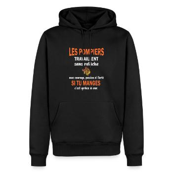 Les pompiers travaillent sans relâche t-shirt - Sweat à capuche Premium bio Homme - noir - Devant - Nico (187cm)