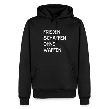 Frieden schaffen ohne Waffen - Männer Premium Bio Hoodie - Schwarz - Vorne - Nico (187cm)