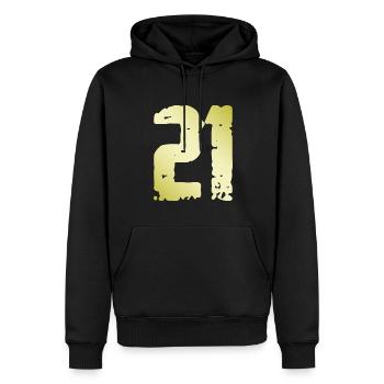 21 Nombre Vintage - Sweat à capuche Premium bio Homme - noir - Devant - Nico (187cm)