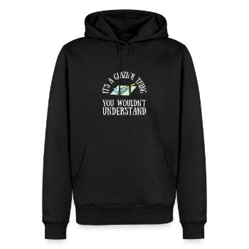 Verre de vitrier ajusteur et vitre de sertisseur de verre - Sweat à capuche Premium bio Homme - noir - Devant - Nico (187cm)