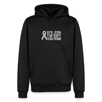 Mois de la sensibilisation à la thérapie de lecture dyslexique, Dyslexie - Sweat à capuche Premium bio Homme - noir - Devant - Nico (187cm)