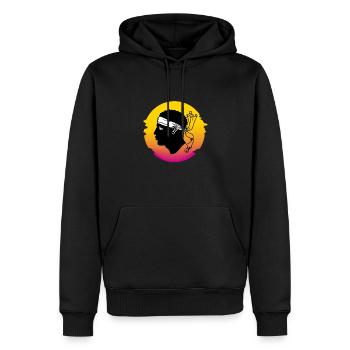 Corse Corsu Corsse 2B Tête De Maure Corse - Sweat à capuche Premium bio Homme - noir - Devant - Nico (187cm)