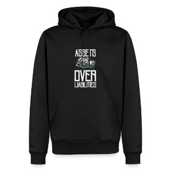 Actifs sur passifs Entrepreneur comptable - Sweat à capuche Premium bio Homme - noir - Devant - Nico (187cm)