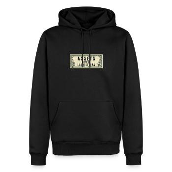 Actifs sur passifs Entrepreneur comptable - Sweat à capuche Premium bio Homme - noir - Devant - Nico (187cm)