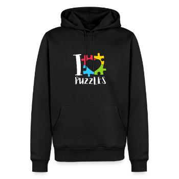 Puzzle Queen - Je passe devant mon heure de coucher - Sweat à capuche Premium bio Homme - noir - Devant - Nico (187cm)