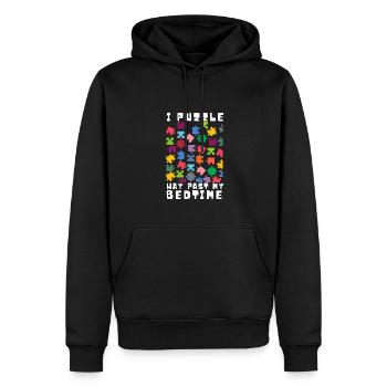 Puzzle Queen - Je passe devant mon heure de coucher - Sweat à capuche Premium bio Homme - noir - Devant - Nico (187cm)