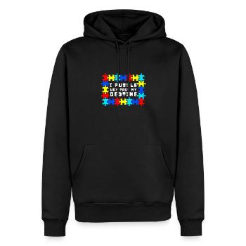 Puzzle Queen - Je passe devant mon heure de coucher - Sweat à capuche Premium bio Homme - noir - Devant - Nico (187cm)
