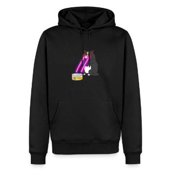Chat avec des yeux laser - Sweat à capuche Premium bio Homme - noir - Devant - Nico (187cm)