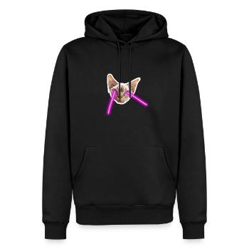 Chat avec des yeux laser - Sweat à capuche Premium bio Homme - noir - Devant - Nico (187cm)