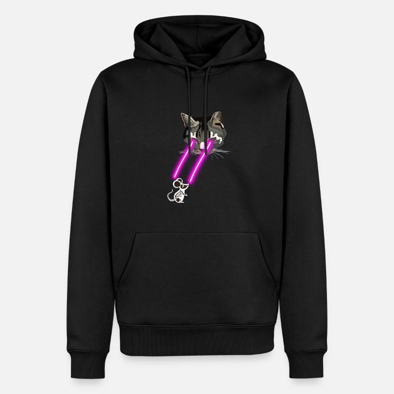 Chat avec des yeux laser - Sweat à capuche Premium bio Homme - noir