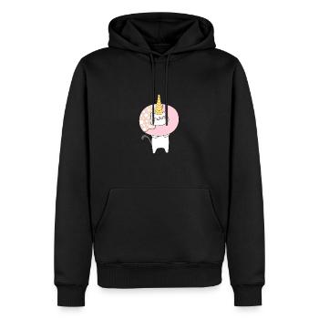 Beignet licorne chat - Sweat à capuche Premium bio Homme - noir - Devant - Nico (187cm)